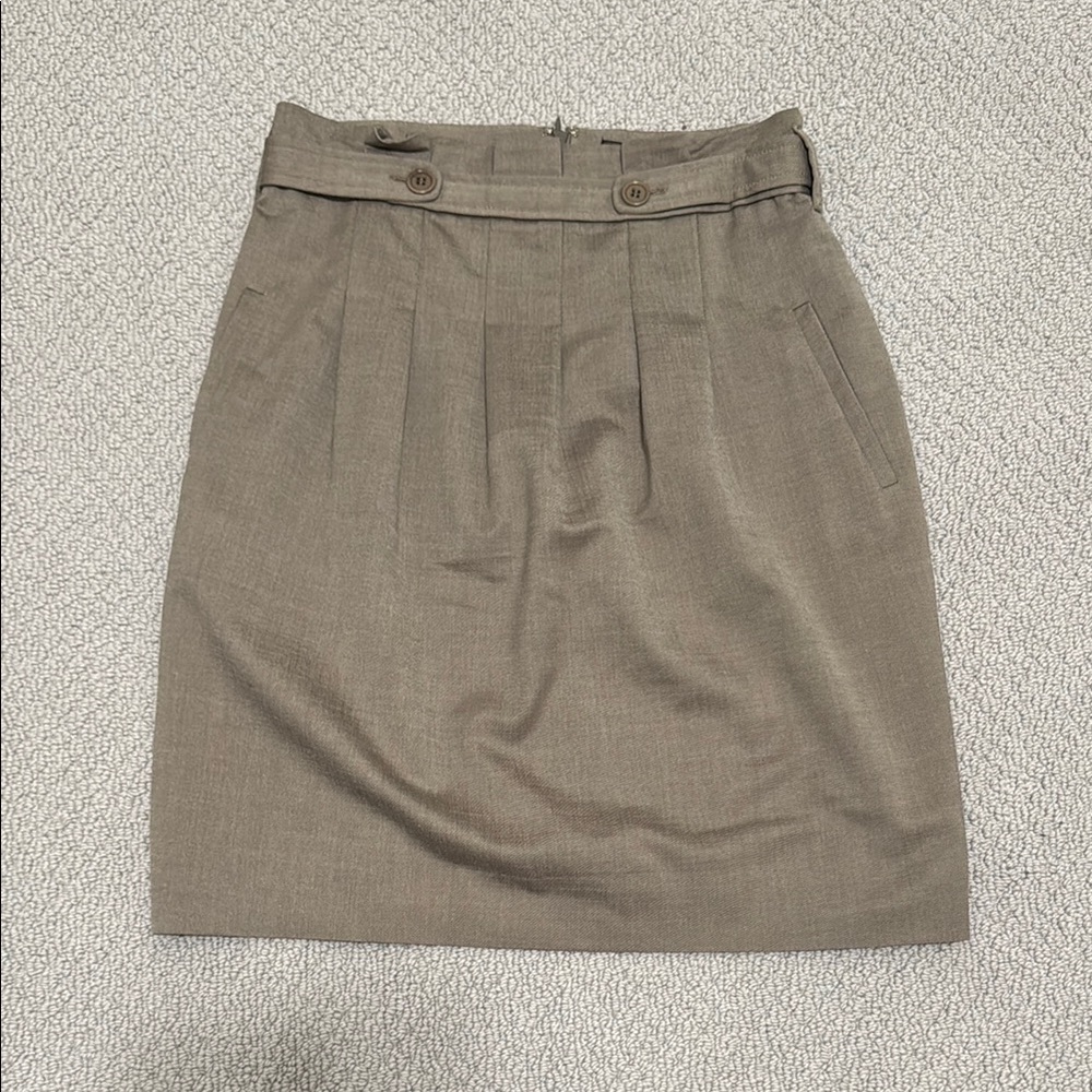 BCBG Tan Pleated Mini Pencil Skirt for Work